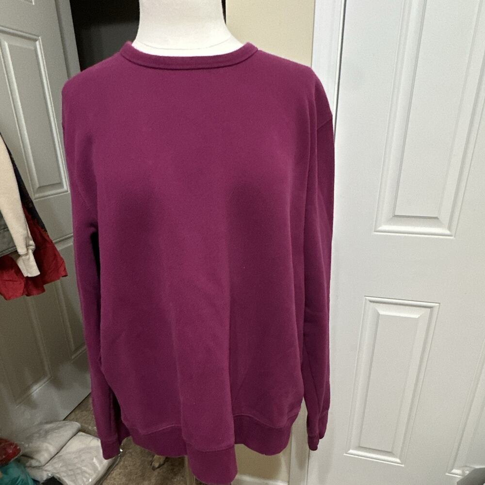 Lands' End Serious Sweats Men's L Purple Fleece Crewneck Pullover Sweatshirt
